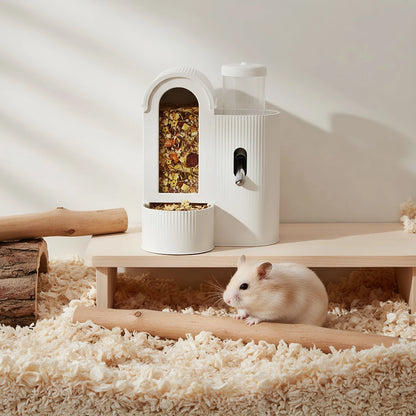 2-in-1 Automatic Food Bowl Large Capacity Hamster Feeder And Waterer