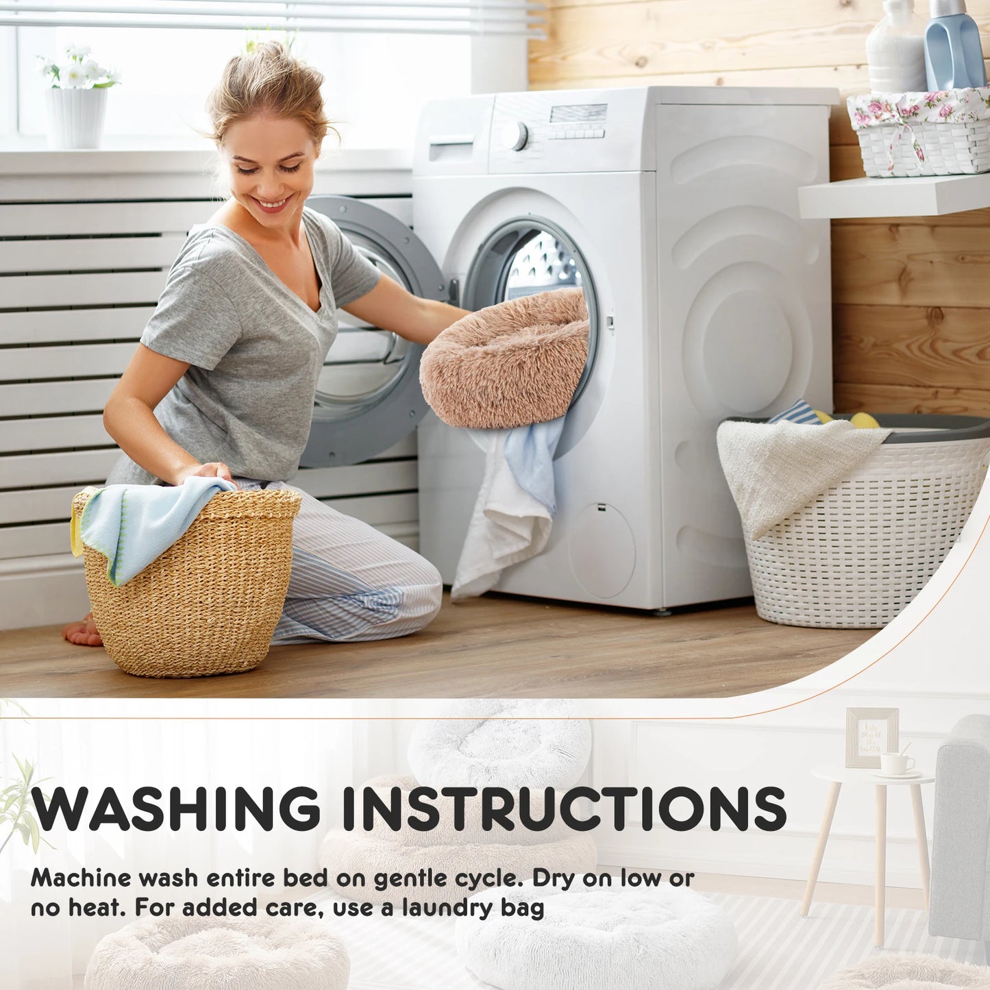 Calming Bed for Medium to Large Dogs Washable