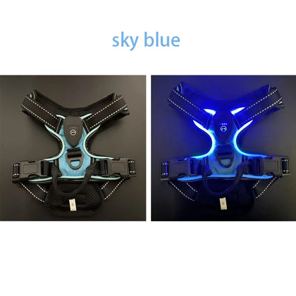Led luminous Dog Harness No Pull Adjustable Rechargeable
