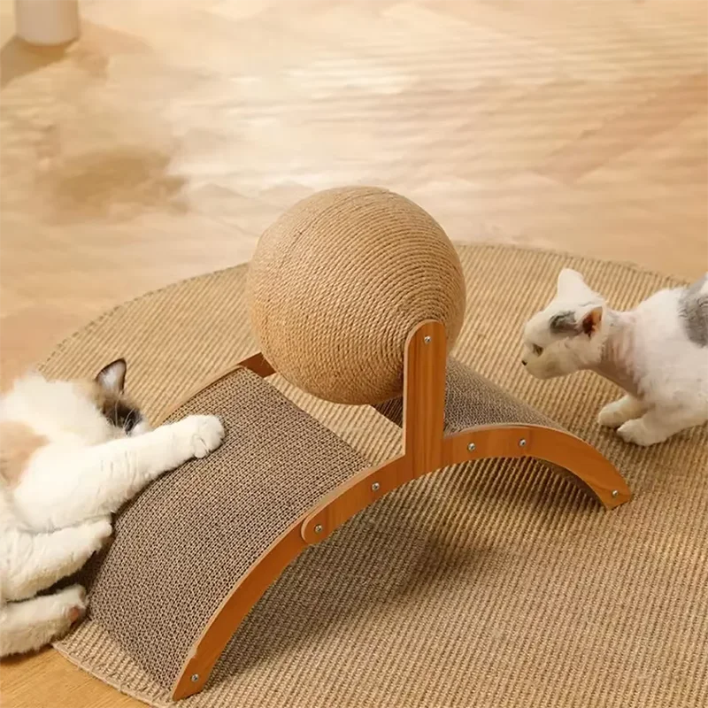 2 In 1, Cat Scratching Ball Wooden Cat Scratcher
