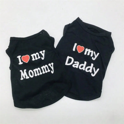 Dog Vest, "I Love My Daddy" Puppy T-Shirt, Summer Sleeveless Vest