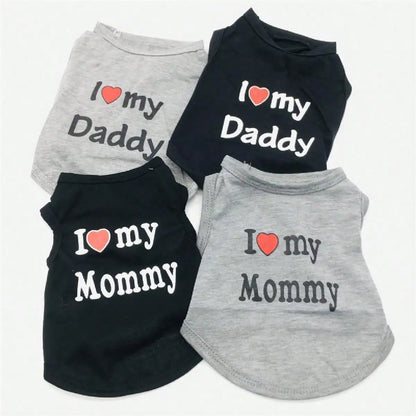 Dog Vest, "I Love My Daddy" Puppy T-Shirt, Summer Sleeveless Vest