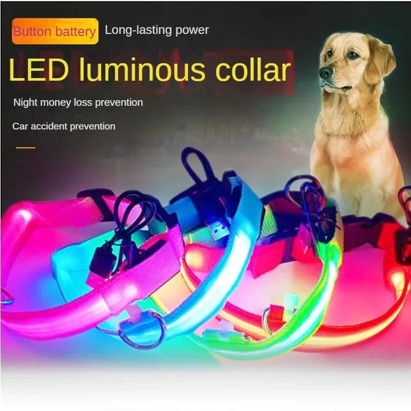 Battery Collar Nylon LED Night Safety Flashing Glow in The Dark