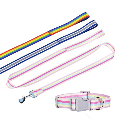 Rainbow Dog Rope Large Medium And Small, Traction Rope Snap On Pet Collar
