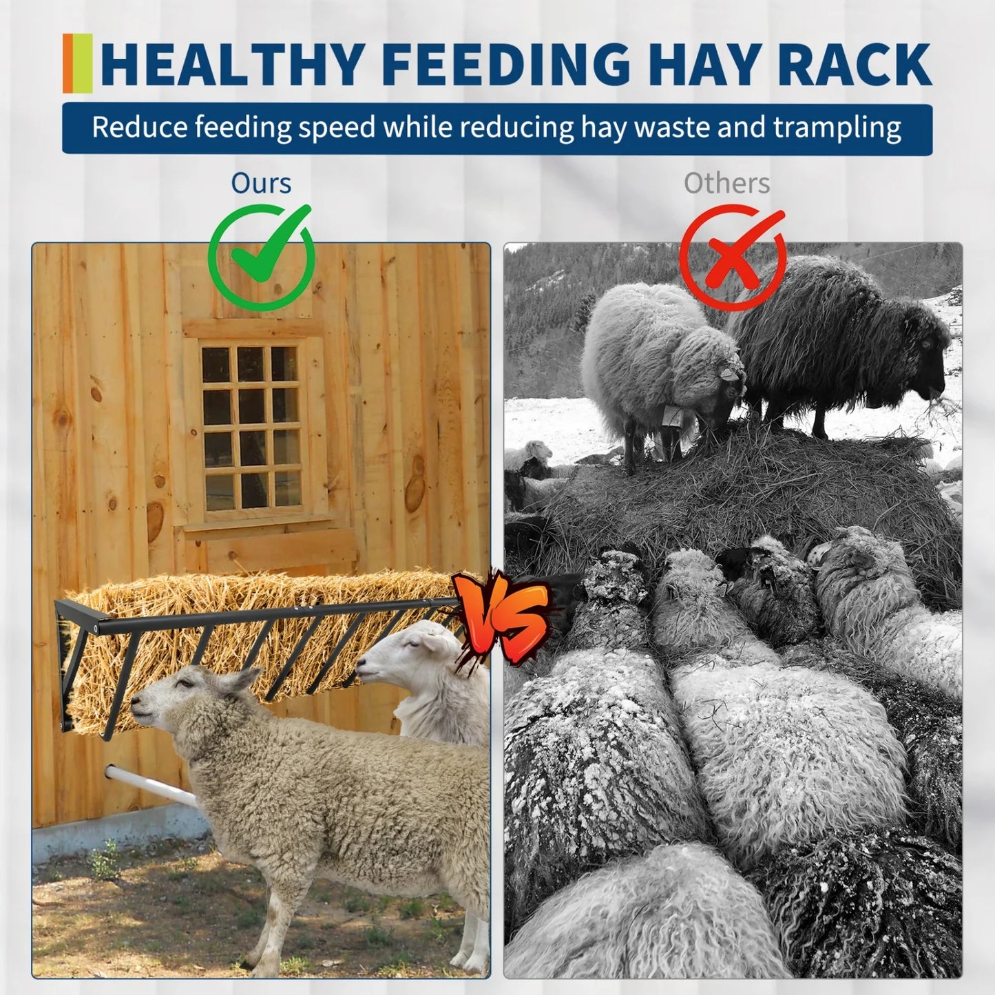 Wall Mount Hay Feeder Rack, Heavy Duty Carbon Steel Hay Holder
