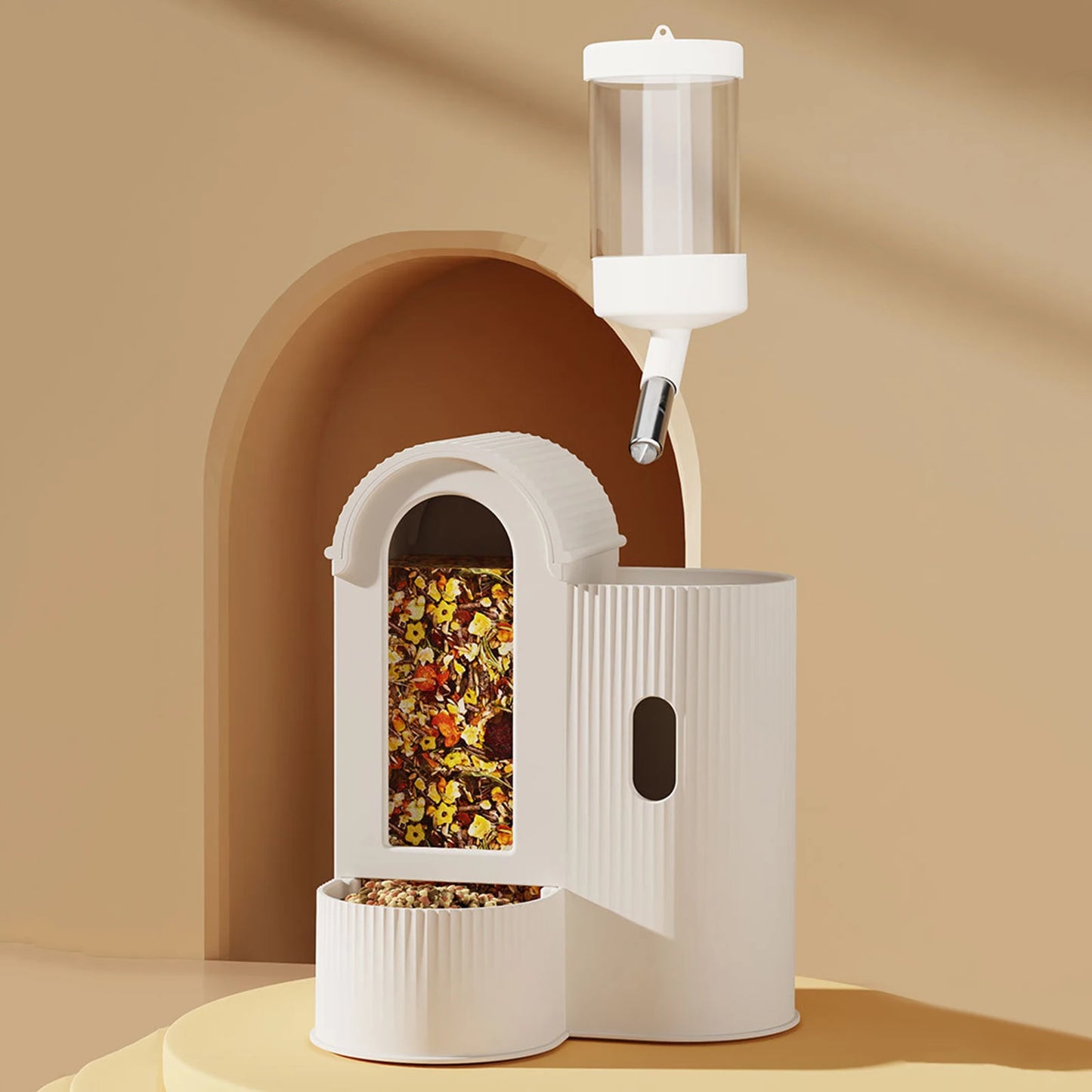 2-in-1 Automatic Food Bowl Large Capacity Hamster Feeder And Waterer