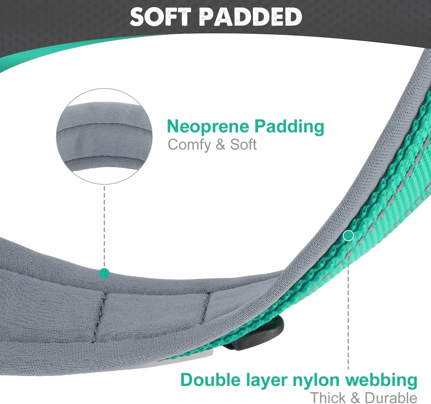 Padded Dog Collars Reflective Adjustable Heavy Duty Nylon Neoprene