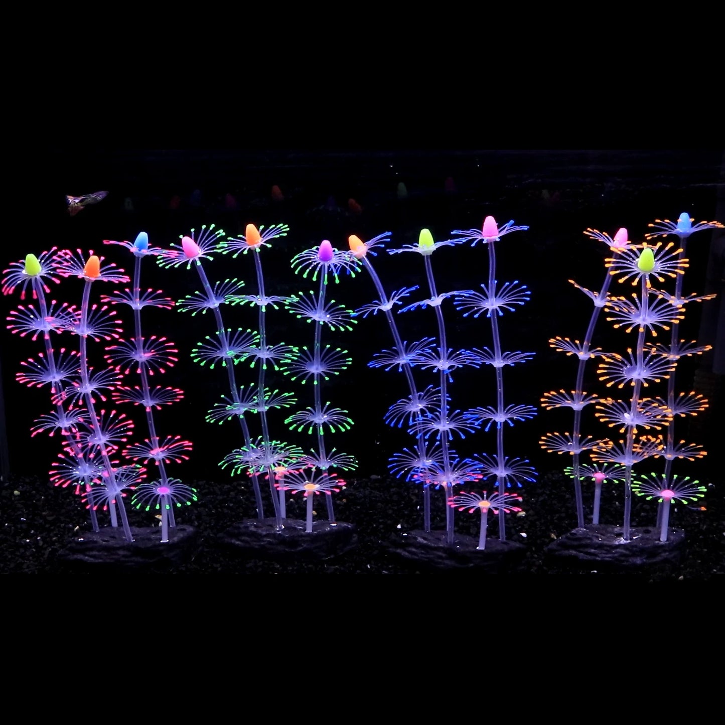 Glowing Silicone Coral Aquarium Decor with Suction Cups