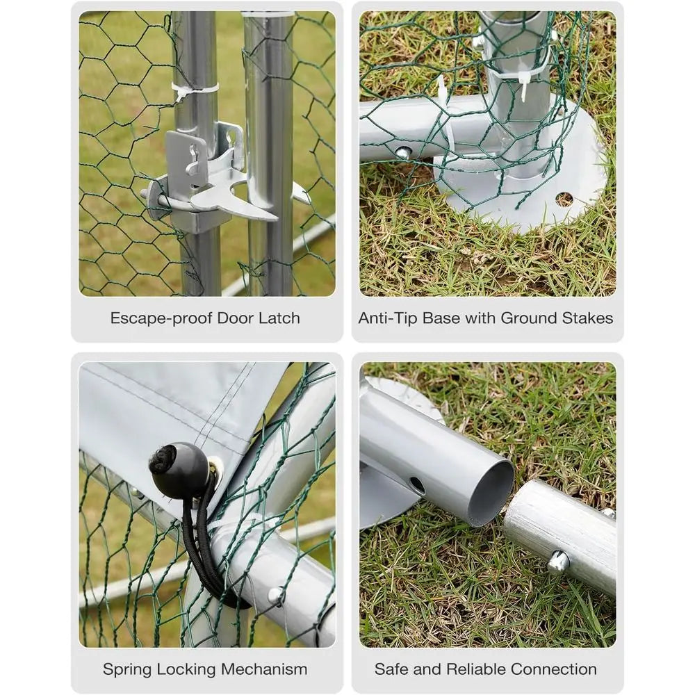 Outdoor Chicken Run with Cover, 19.5x10x6.4ft
