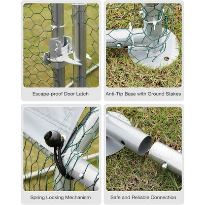 Outdoor Chicken Run with Cover, 19.5x10x6.4ft