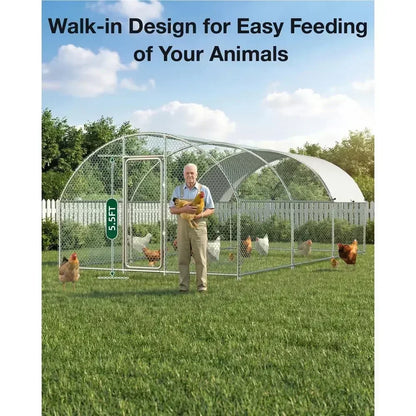Outdoor Chicken Run with Cover, 19.5x10x6.4ft