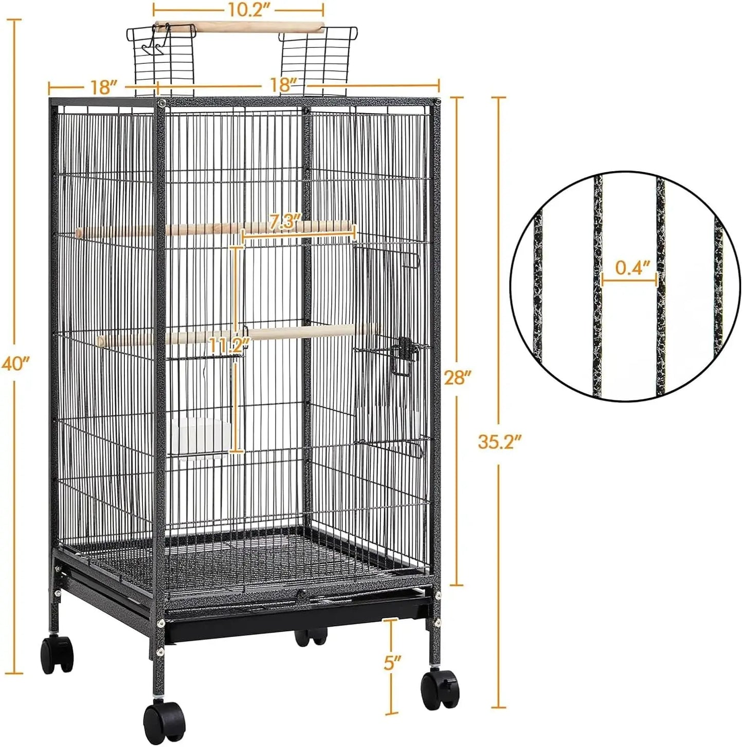 101cm Open Top Budgie Cage with Rolling Stand