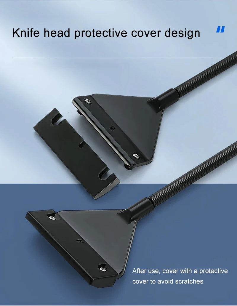 Knife head protective cover design with text on a blue background