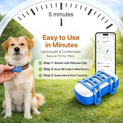 GPS Pet Tracker 4G Built-in SIM with Real-Time WiFi  Plan Required
