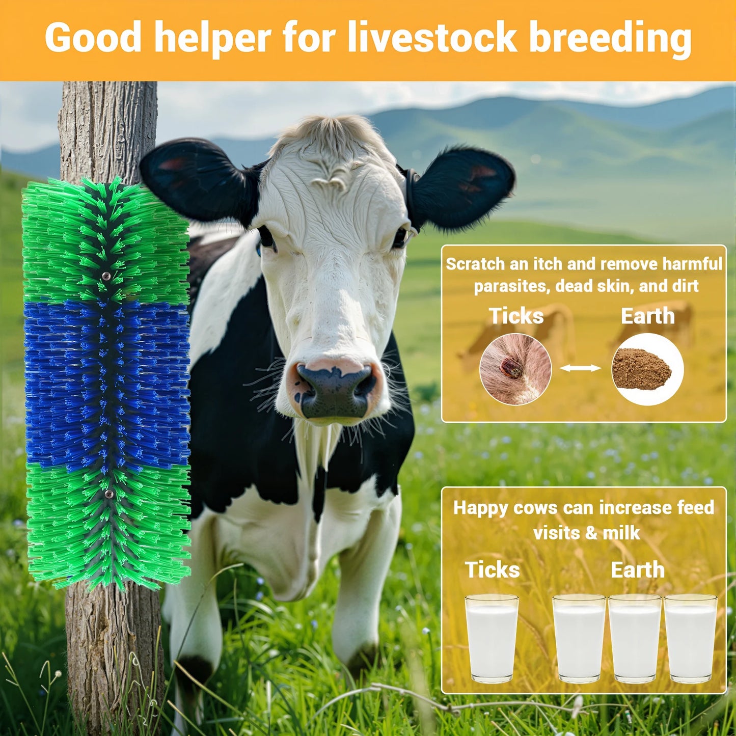 Livestock Scratch Brushes, Full Massage Grooming Brush Kit,