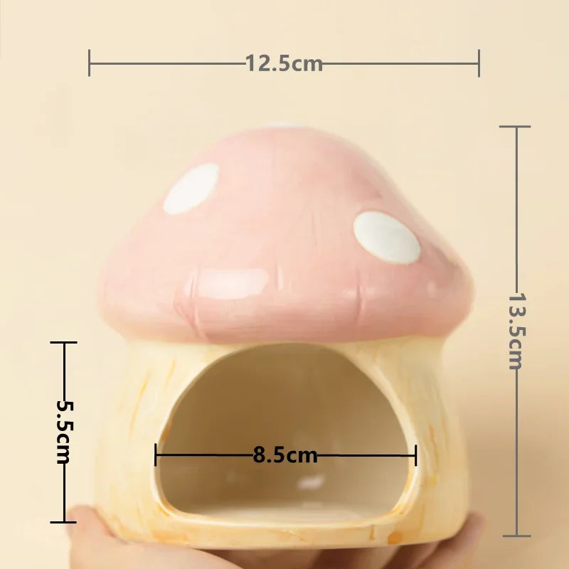 Measurement chart of a pink mushroom-shaped object with dimensions labeled.