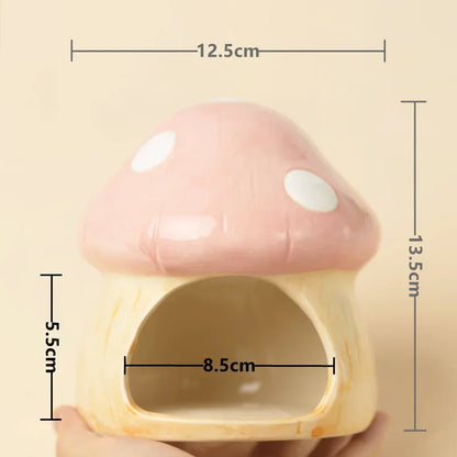 Measurement chart of a pink mushroom-shaped object with dimensions labeled.