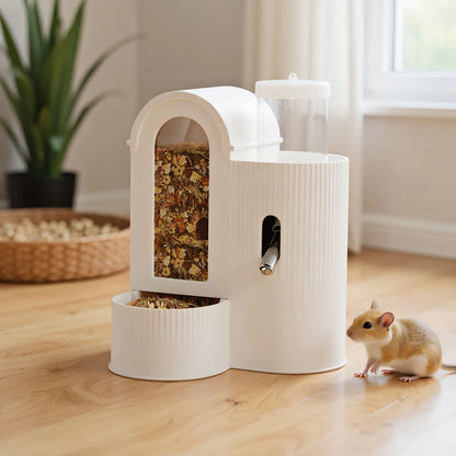2-in-1 Automatic Food Bowl Large Capacity Hamster Feeder And Waterer
