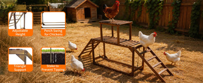 Wood Chicken Perch Coop with Swing Ladder Platform