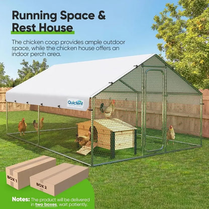 12x9x6.6ft Walk-In Chicken Coop with Nesting Box