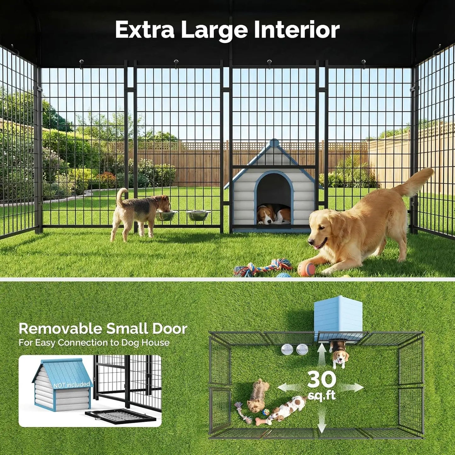 Heavy Duty 8x4x6FT Dog Kennel For Outdoors,