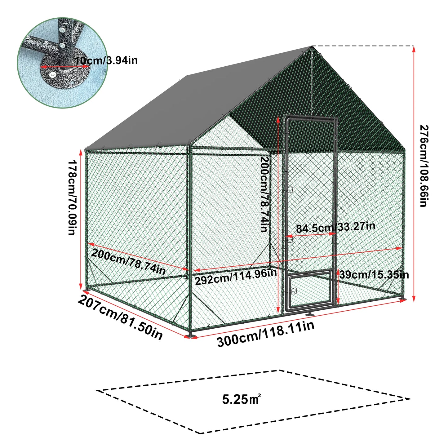Large Upgrade Metal Chicken Coop Walk-in Poultry Run with Nylon Netting