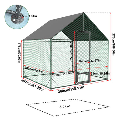 Large Upgrade Metal Chicken Coop Walk-in Poultry Run with Nylon Netting