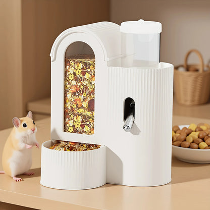 2-in-1 Automatic Food Bowl Large Capacity Hamster Feeder And Waterer