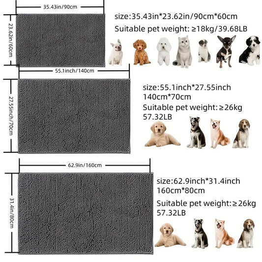 Dog Door Mat For Muddy Paws, Absorbs Moisture And Dirt