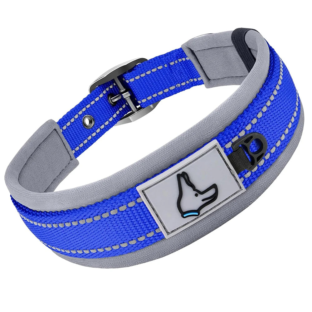 Padded Dog Collars Reflective Adjustable Heavy Duty Nylon Neoprene