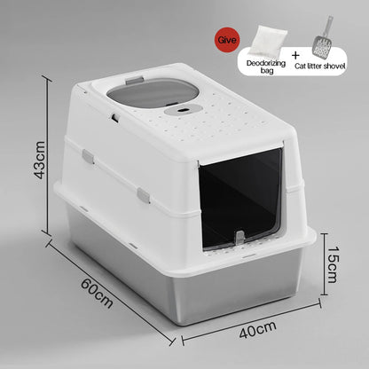 Stainless Steel Cat Litter Box with Flip Cover