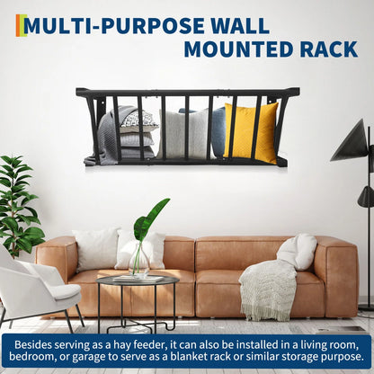 Wall Mount Hay Feeder Rack, Heavy Duty Carbon Steel Hay Holder