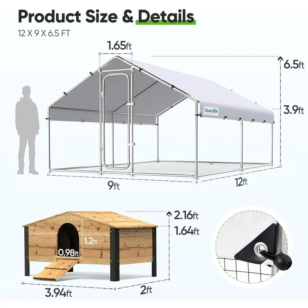 12x9x6.6ft Walk-In Chicken Coop with Nesting Box