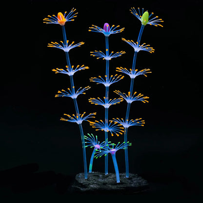Glowing Silicone Coral Aquarium Decor with Suction Cups
