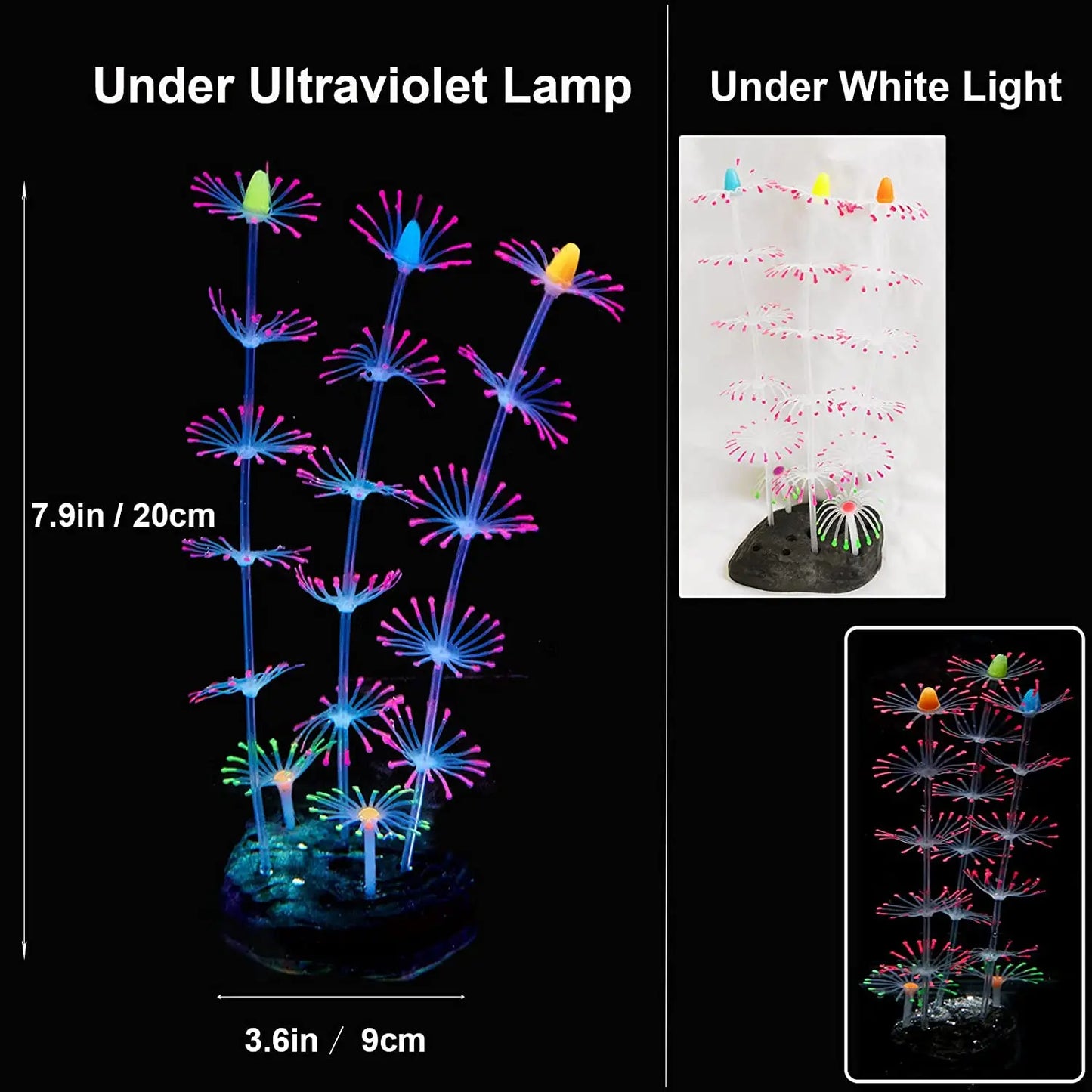 Glowing Silicone Coral Aquarium Decor with Suction Cups