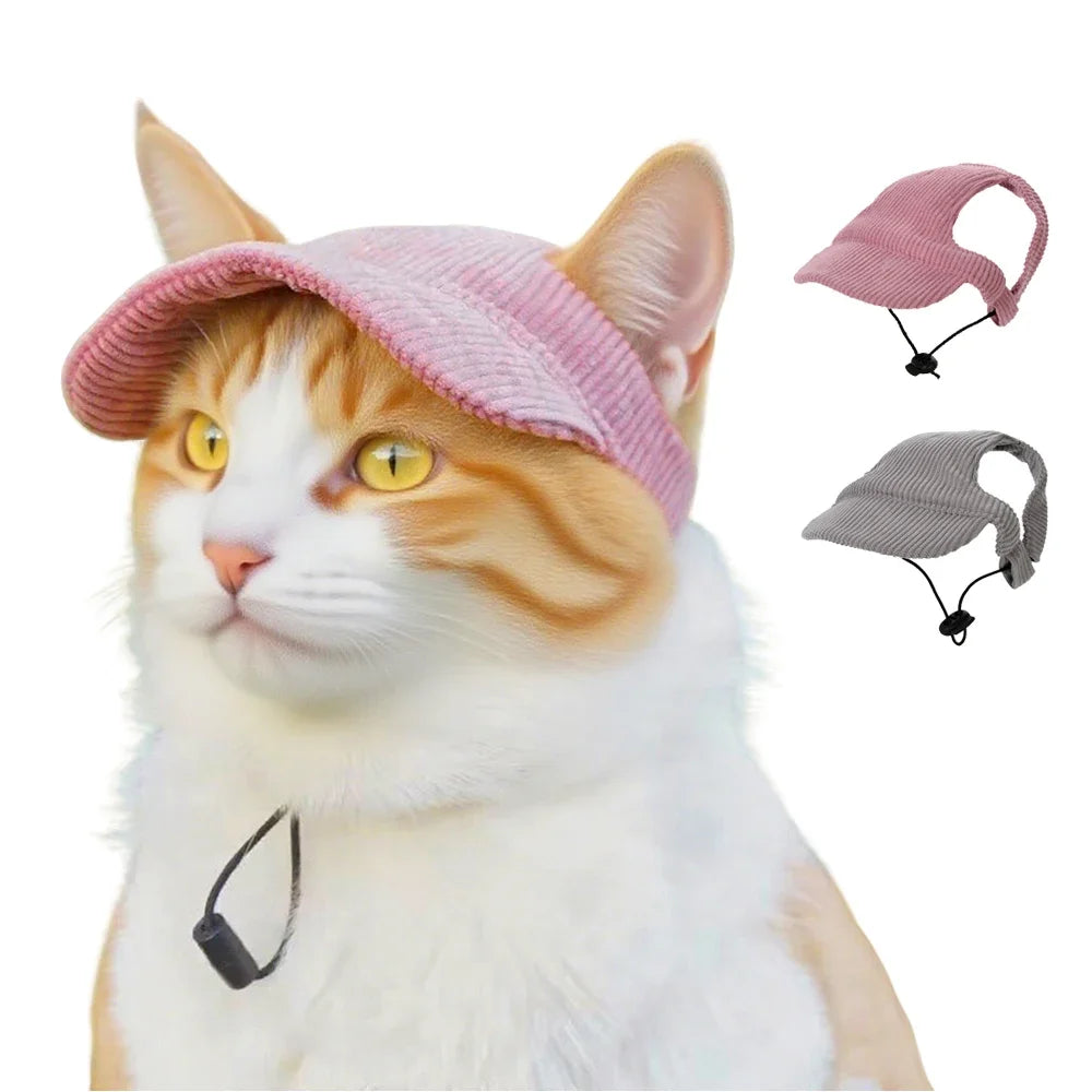 Cute Hat for Cats Dogs Adjustable  Baseball Cap With Ear Hole