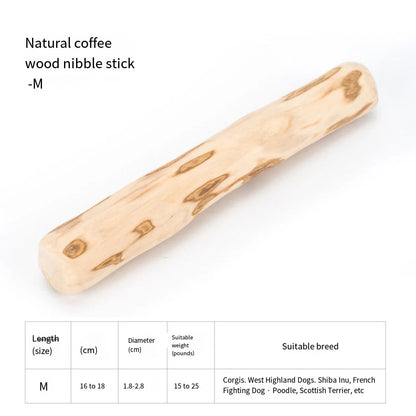Coffee‑Shaped Wooden Dog Chew Toy – Durable Natural Wood for Tooth Pressure Relief