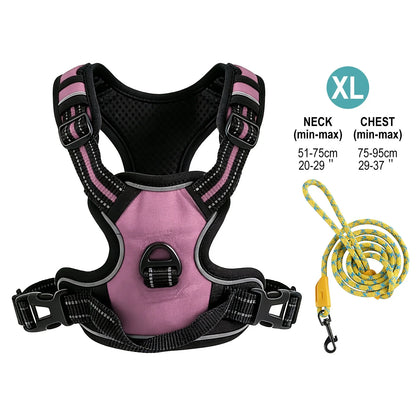 Pet Reflective Nylon Dog Collars Harness Vests Leash Adjustable