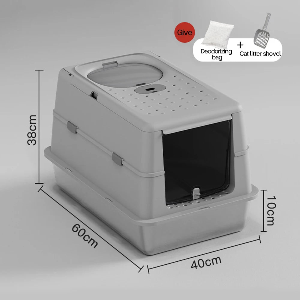 Stainless Steel Cat Litter Box with Flip Cover