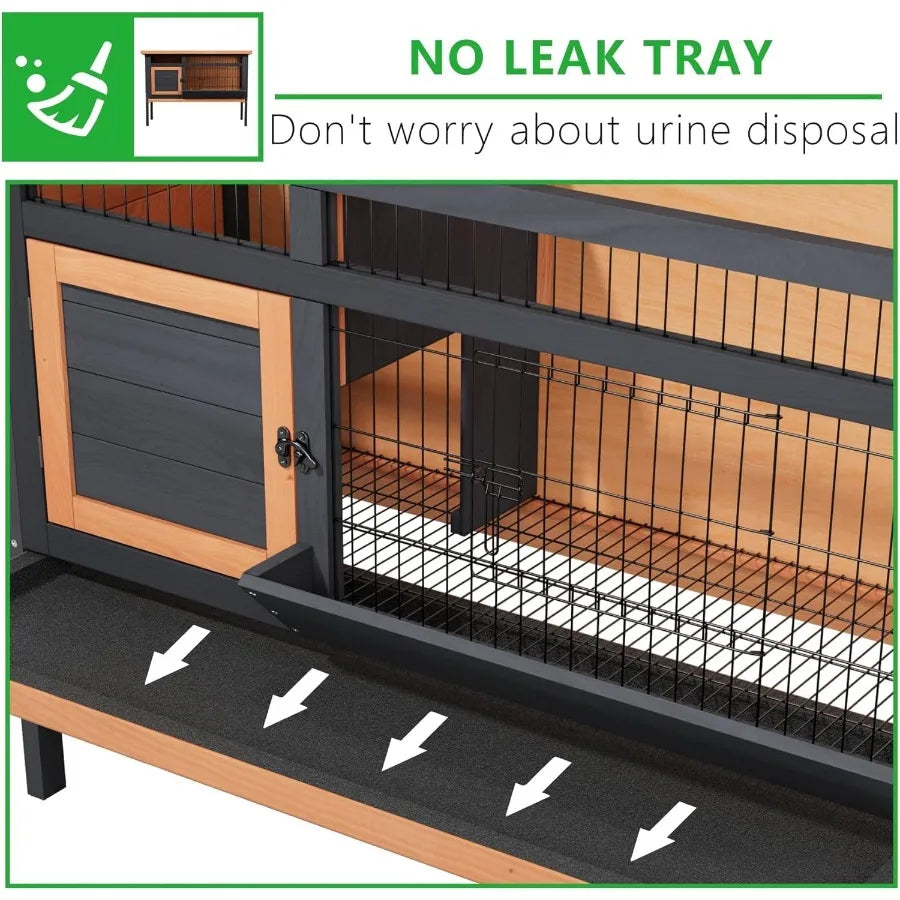 Rabbit Hutch for Small Pets Deep Pull-Out Tray Waterproof