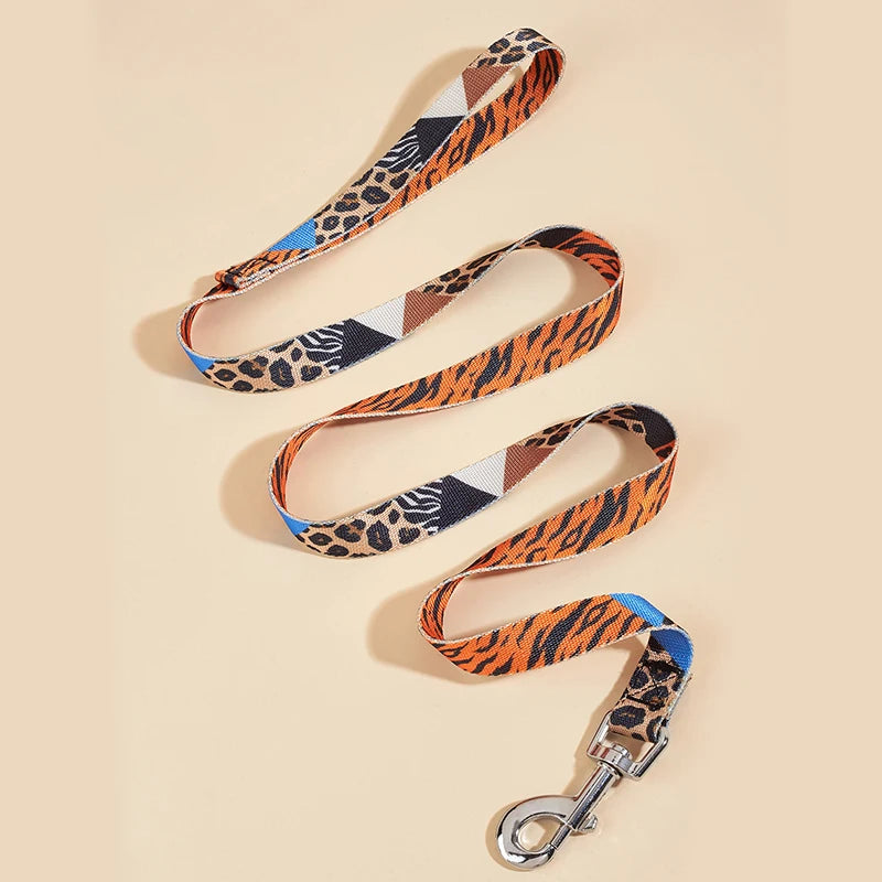 Colorful Silk-Print Cat & Dogs Lead Rope Fashion Nylon Dog Leashes