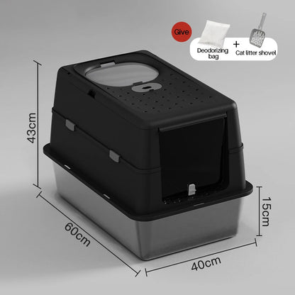 Stainless Steel Cat Litter Box with Flip Cover