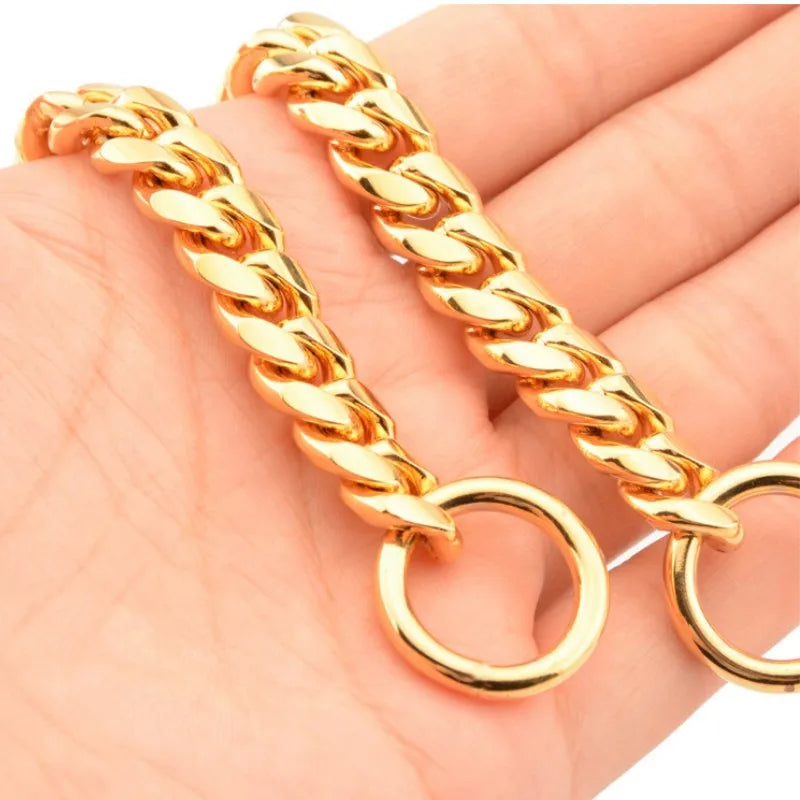 Luxury Collar Gold Dog Chain Choker For Pitbull Bulldog Teddy French Bulldog