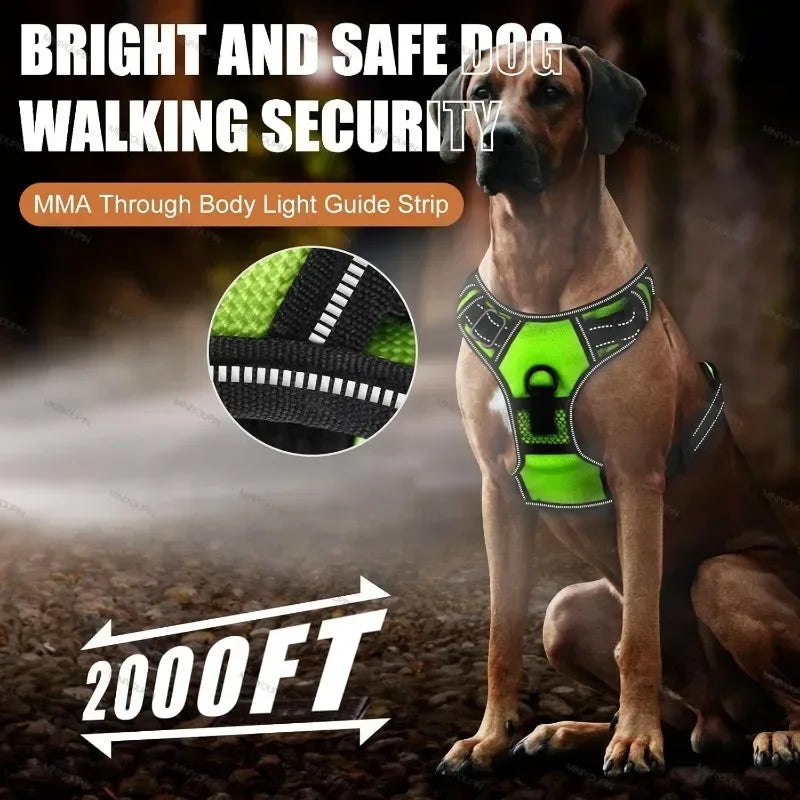 Led luminous Dog Harness No Pull Adjustable Rechargeable