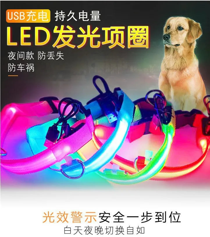 Battery Collar Nylon LED Night Safety Flashing Glow in The Dark