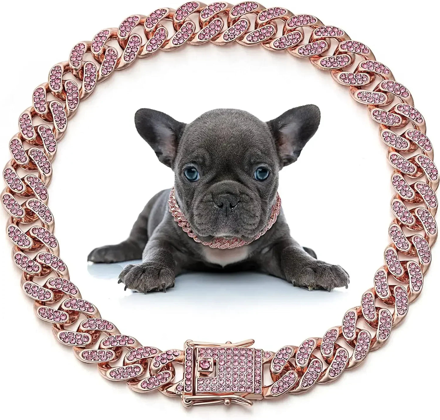 Dog Chain Collar Diamond Cuban Link Necklace Metal Cat Chain