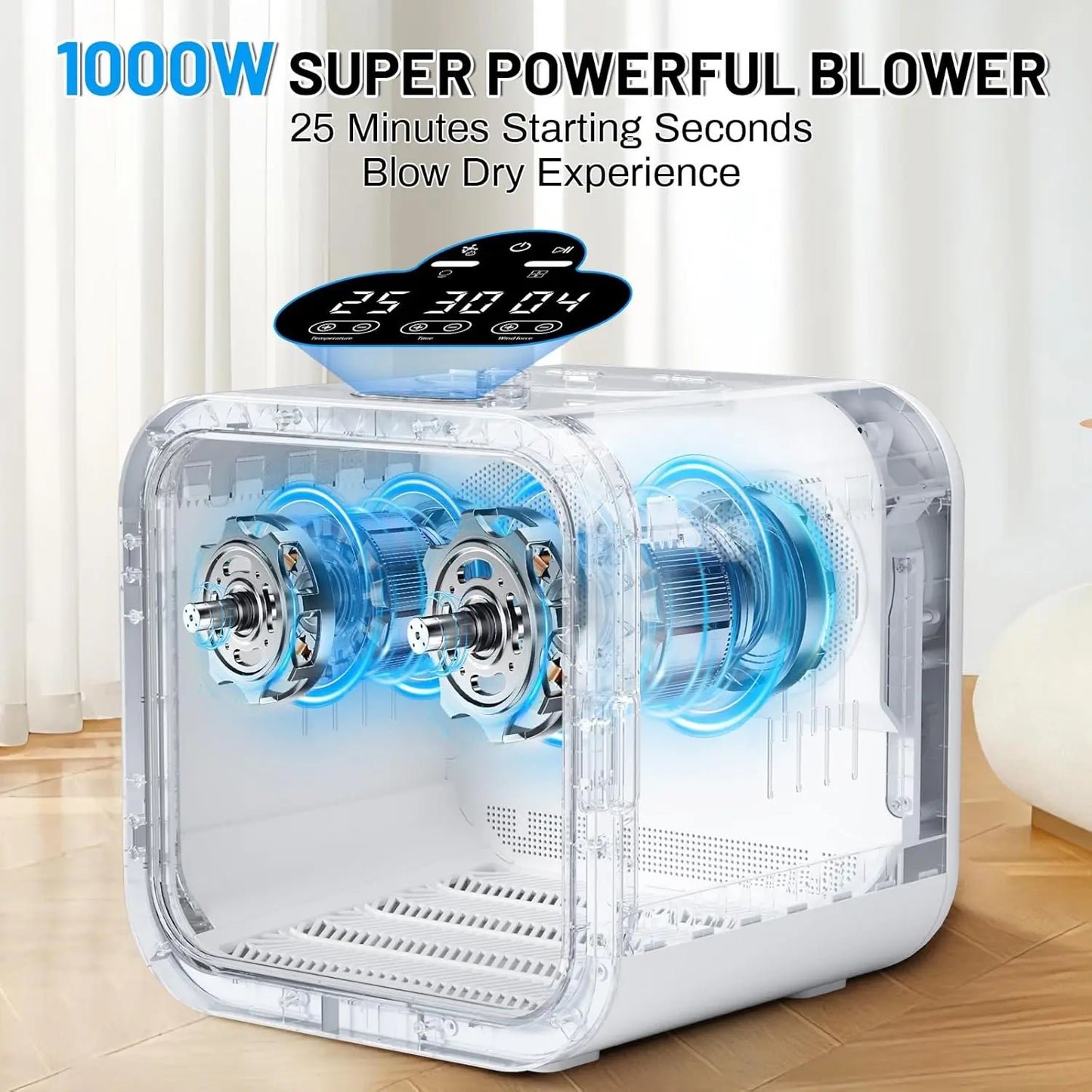 Automatic Pet Hair Dryer Box, 70L Dual Motor Fans Blower
