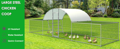 23ft Metal Chicken Coop 3-Room Dome-Roof Poultry Pen