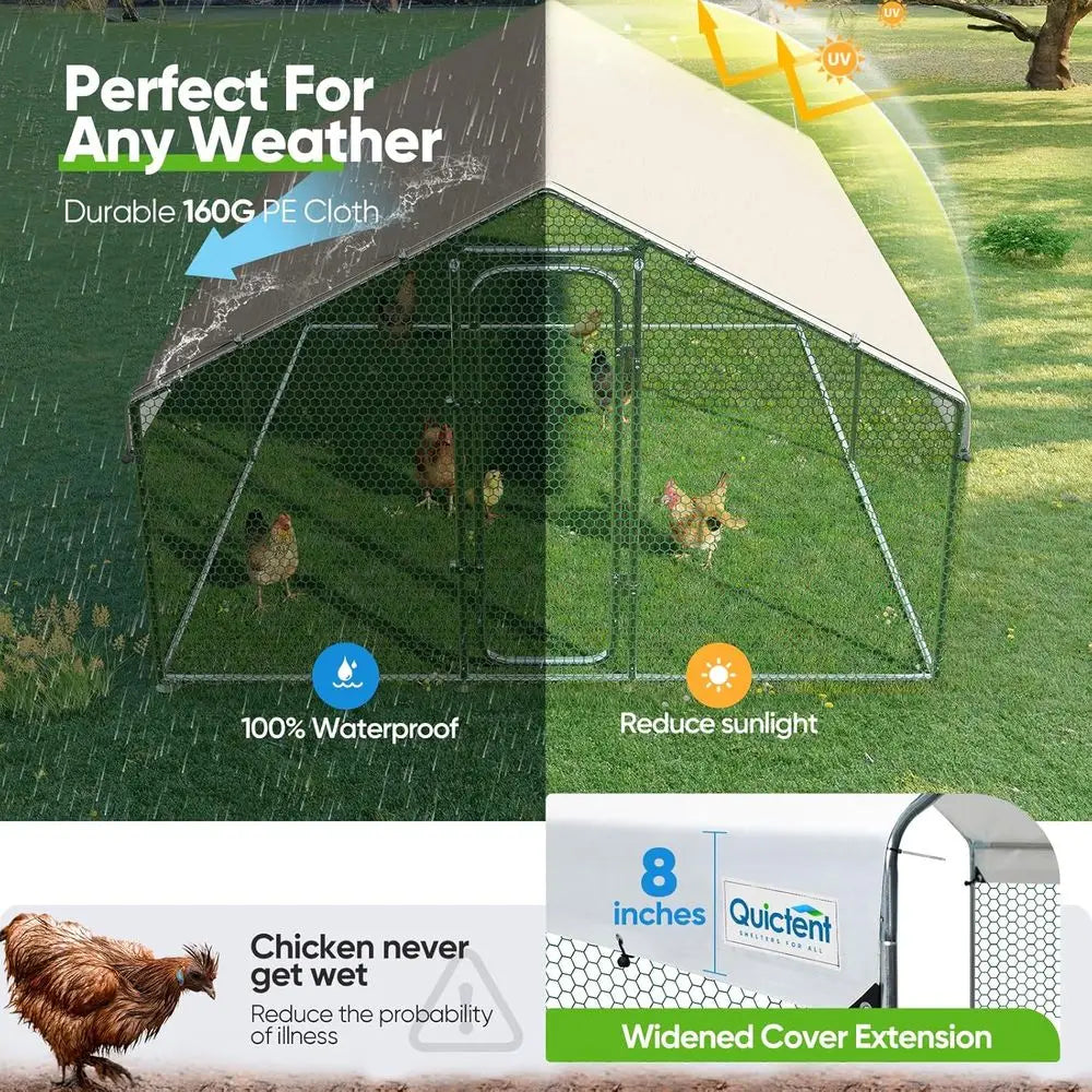 12x9x6.6ft Walk-In Chicken Coop with Nesting Box
