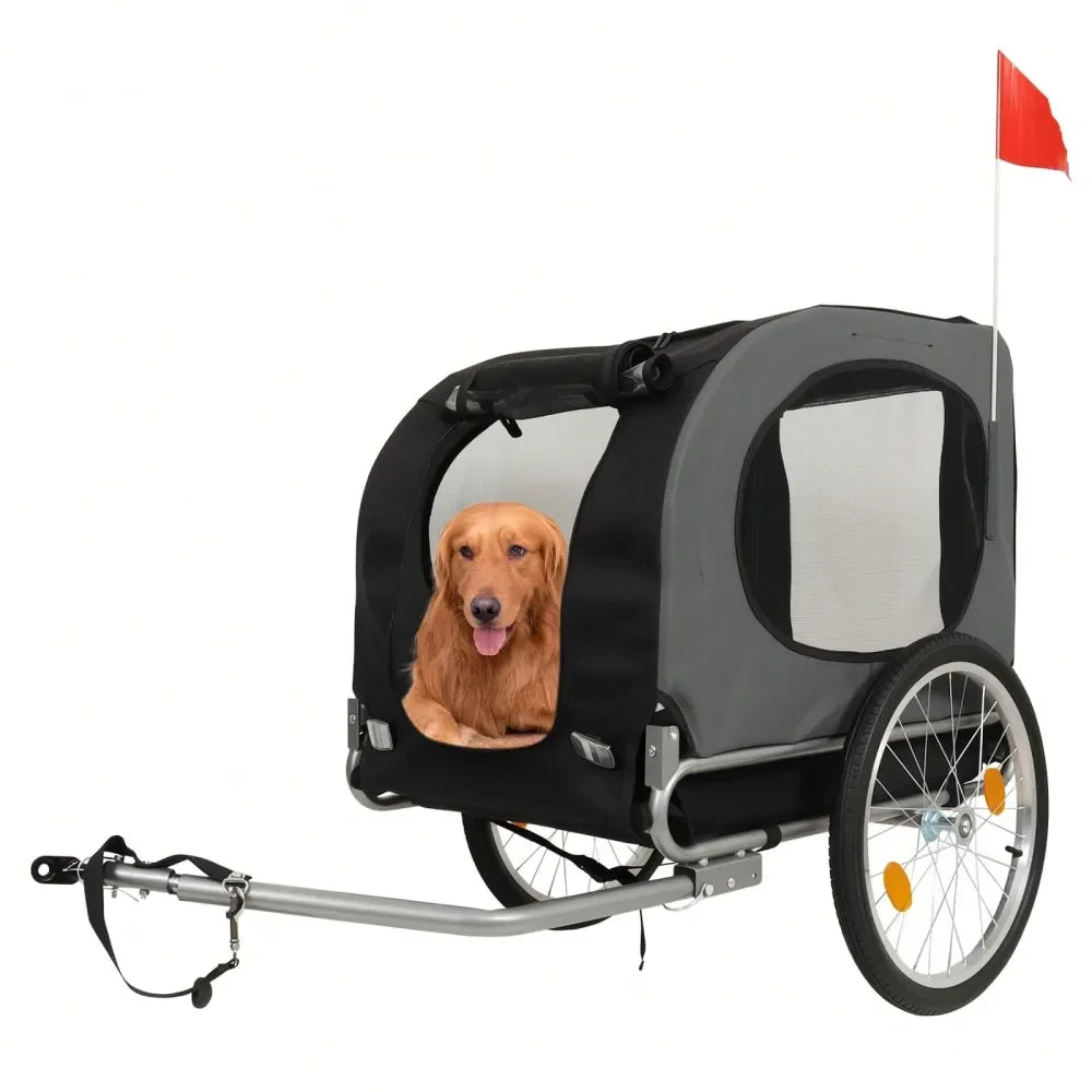 Dog Bike Trailer,88LBS Coupler, Quick Release Wheels Easy Fold Frame